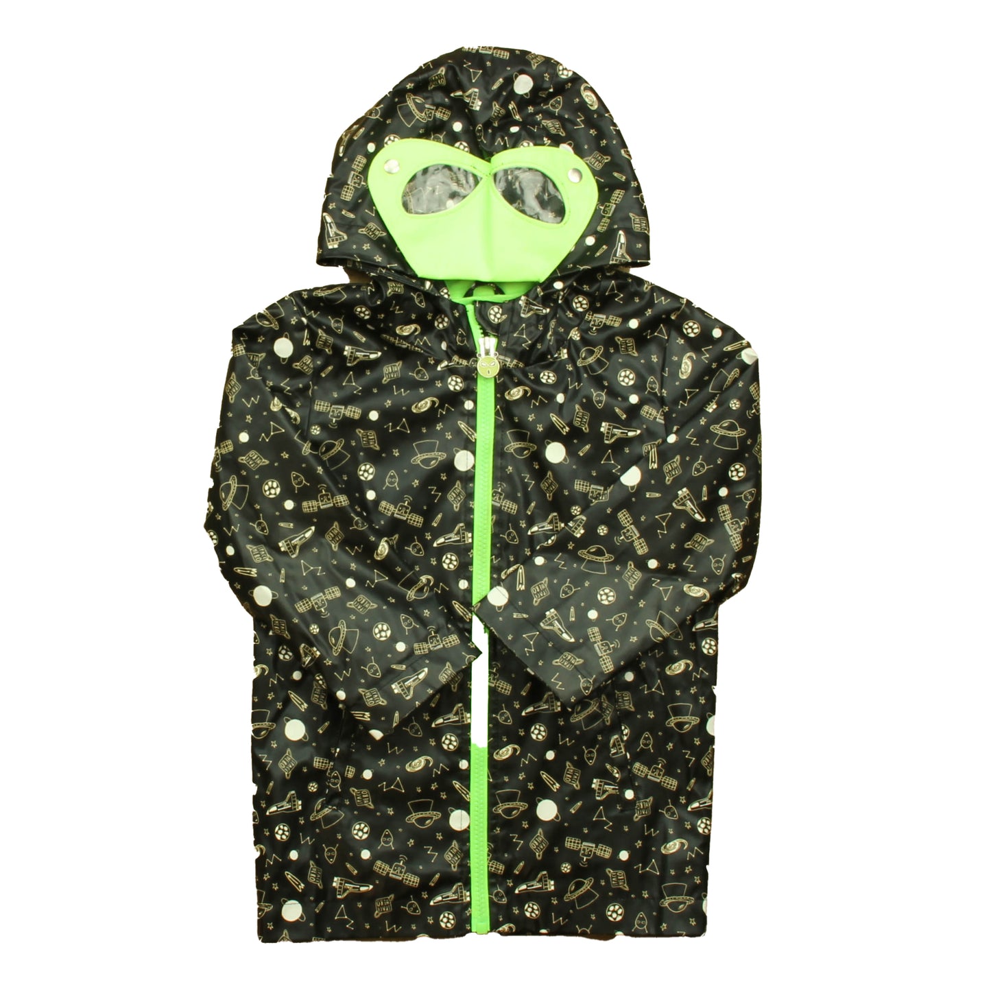 Cat & Jack Unisex Black Space Rockets Rain Coat Size: 3T Black Space Rockets