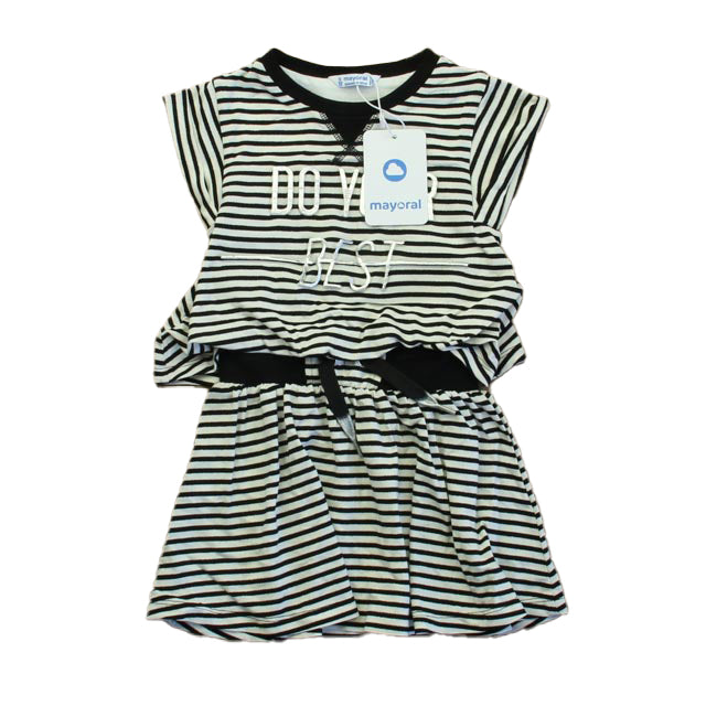 Mayoral Girls Black Stripe Dress Size: 3T Black Stripe