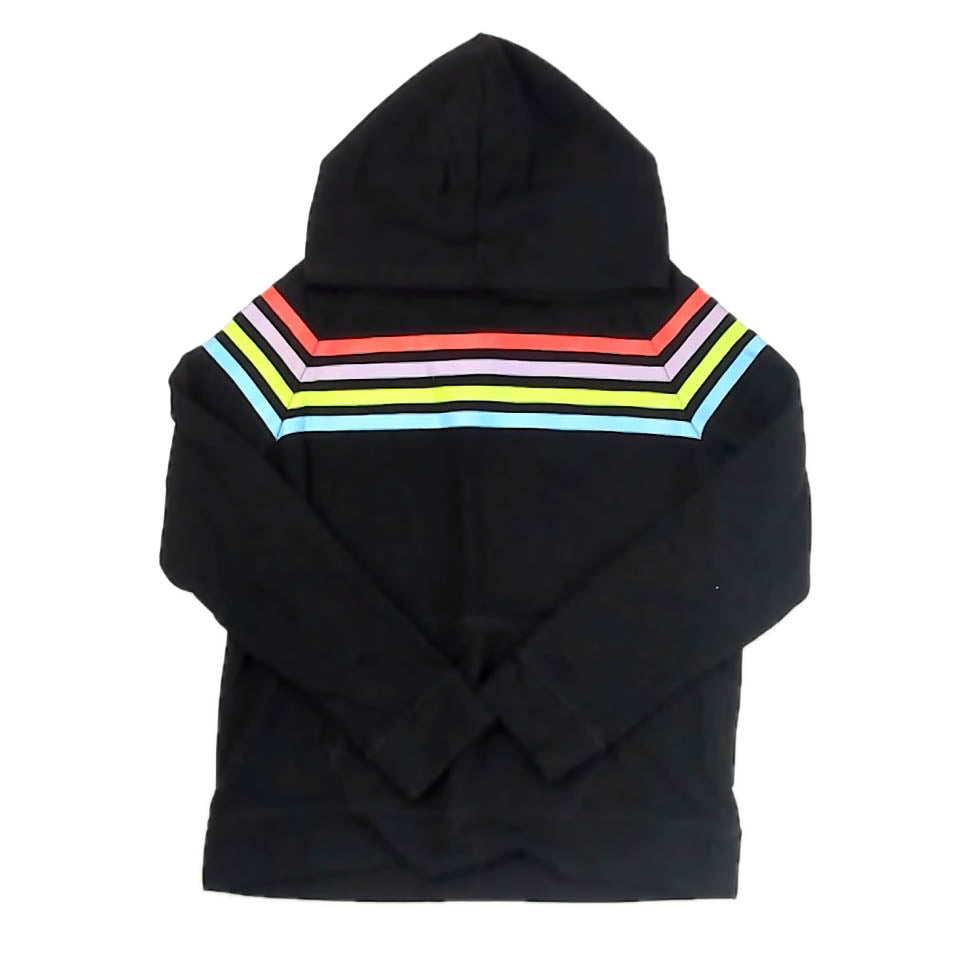 Rockets of Awesome Girls Black Stripe Hoodie Size: 10 Years Black Stripe
