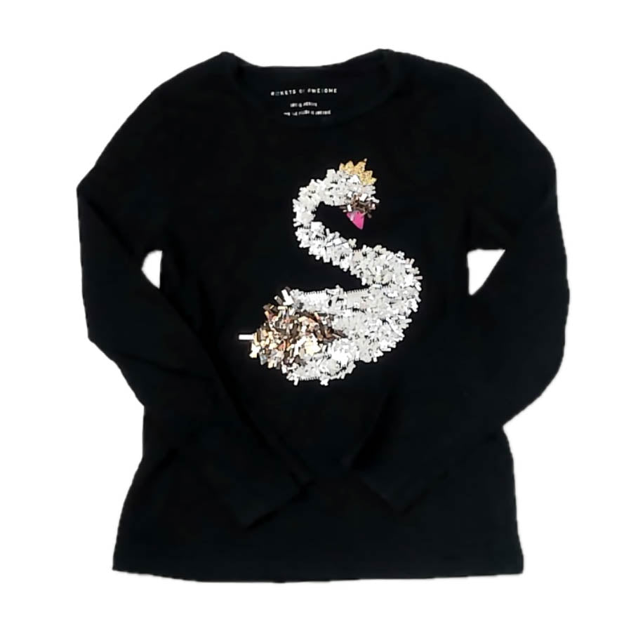 Rockets Of Awesome Girls Black Swan Long Sleeve T-Shirt Size: 10-12 Years Black Swan