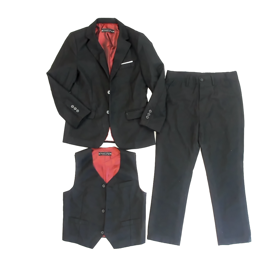 Unknown Boys Black Tuxedo Suit Special Occasion Outfit Size: 8 Years Black Tuxedo Suit