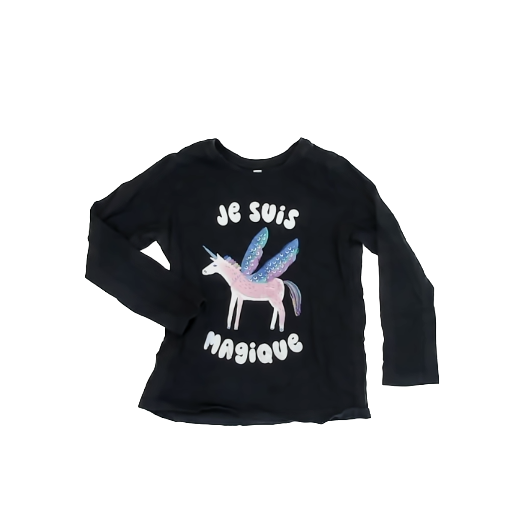Tea Collection Girls Black | Unicorn Long Sleeve T-Shirt Size: 8 Years Black | Unicorn
