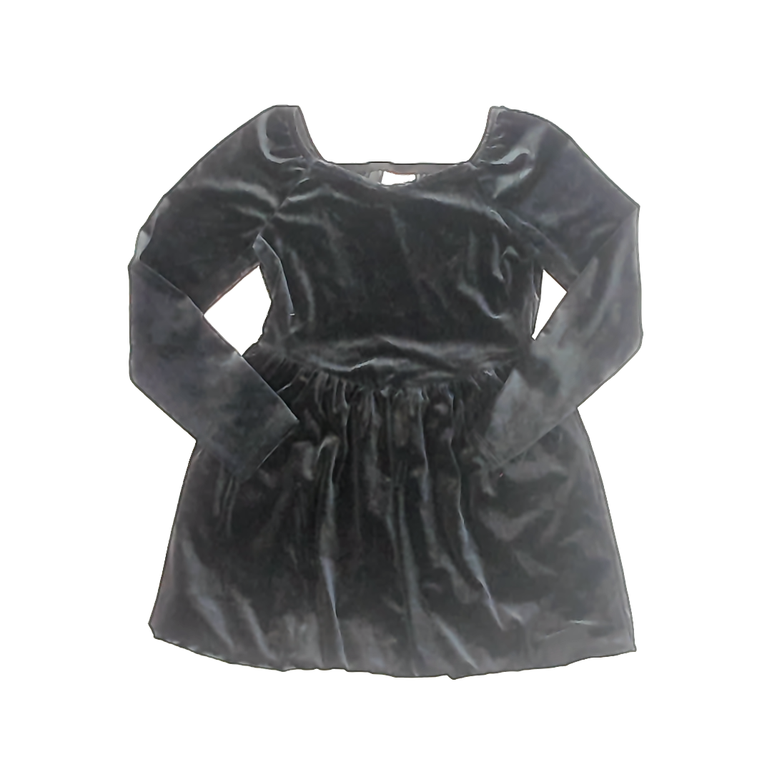 Cat & Jack Girls Black Velour Dress Size: 6-7 Years Black Velour