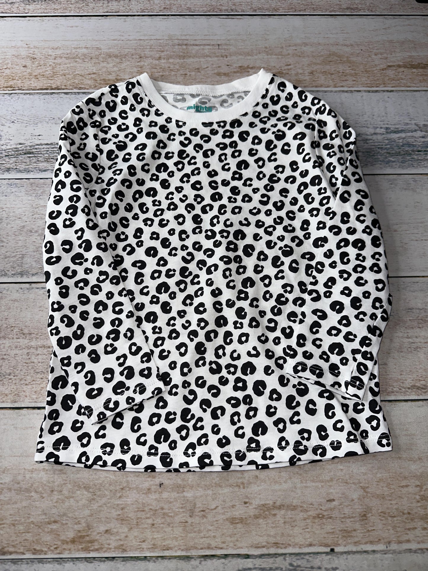 Mighty Goods Girls Black | White | Animal Print Long Sleeve Shirt Size: 4T Black | White | Animal Print
