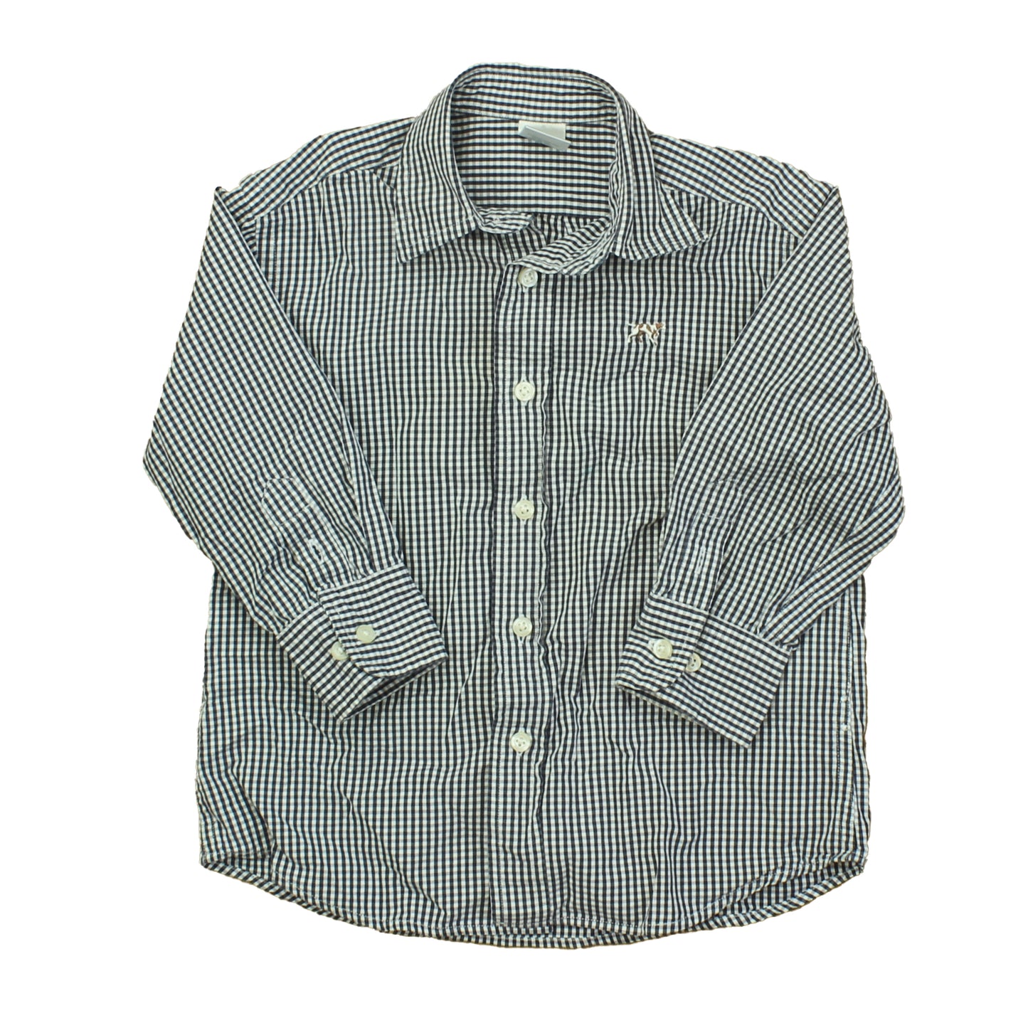 Crewcuts Boys Black | White | Check Button Down Long Sleeve Size: 3T Black | White | Check