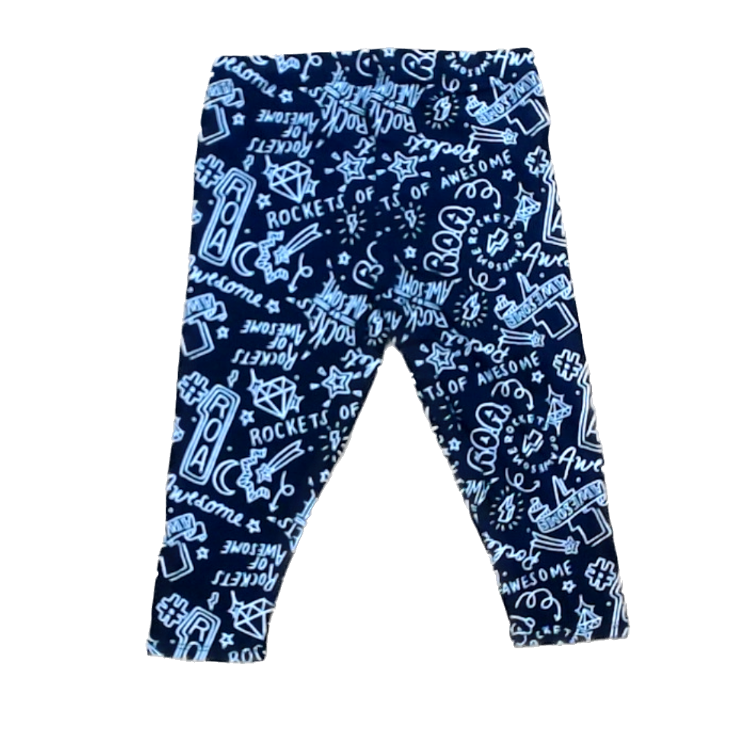 Rockets Of Awesome Girls Black | White Doodles Pants Size: 6 - 12 Years Black | White Doodles