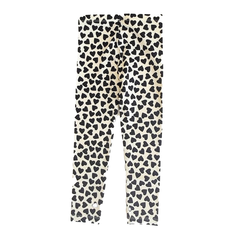 Tea Collection Girls Black | White Hearts Leggings Size: 6 Years Black | White Hearts