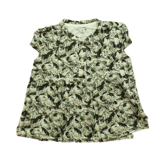 Art & Eden Girls Black | White Horses Short Sleeve Shirt Size: 4T