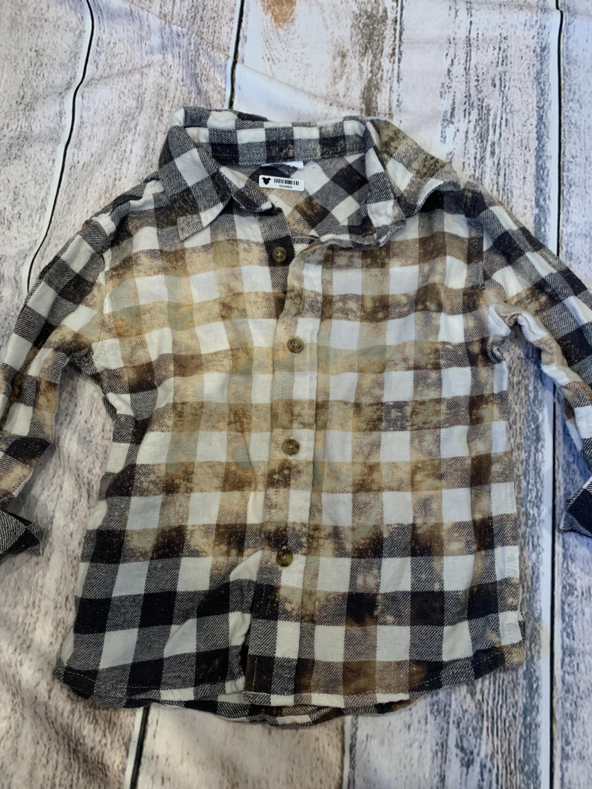 Lemon Aid Unisex Black | White | plaid | Tie Dye Button Down Short Sleeve Size: 2T Black | White | plaid | Tie Dye