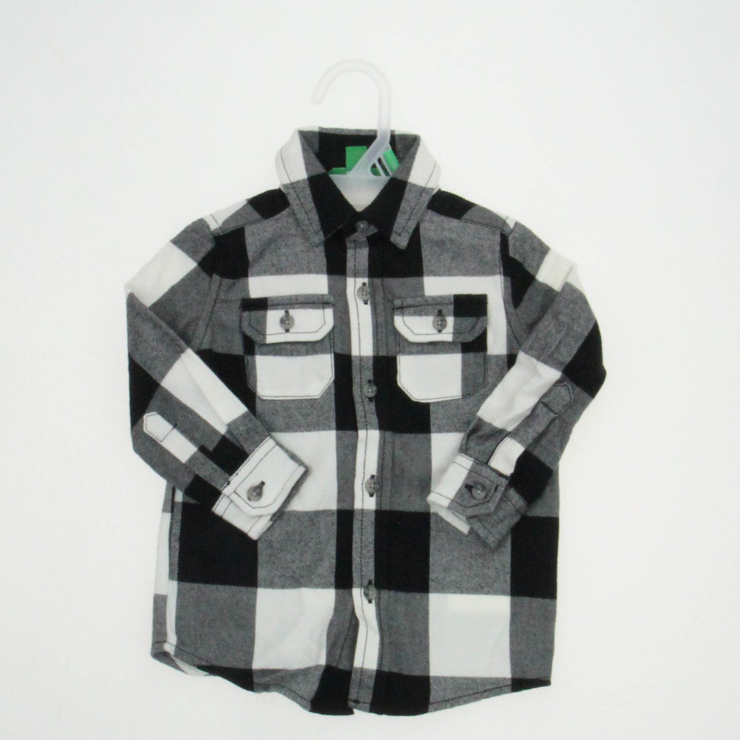 Dip . Boys Black | White Plaid Button Down Long Sleeve Size: 6-12 Months Black | White Plaid