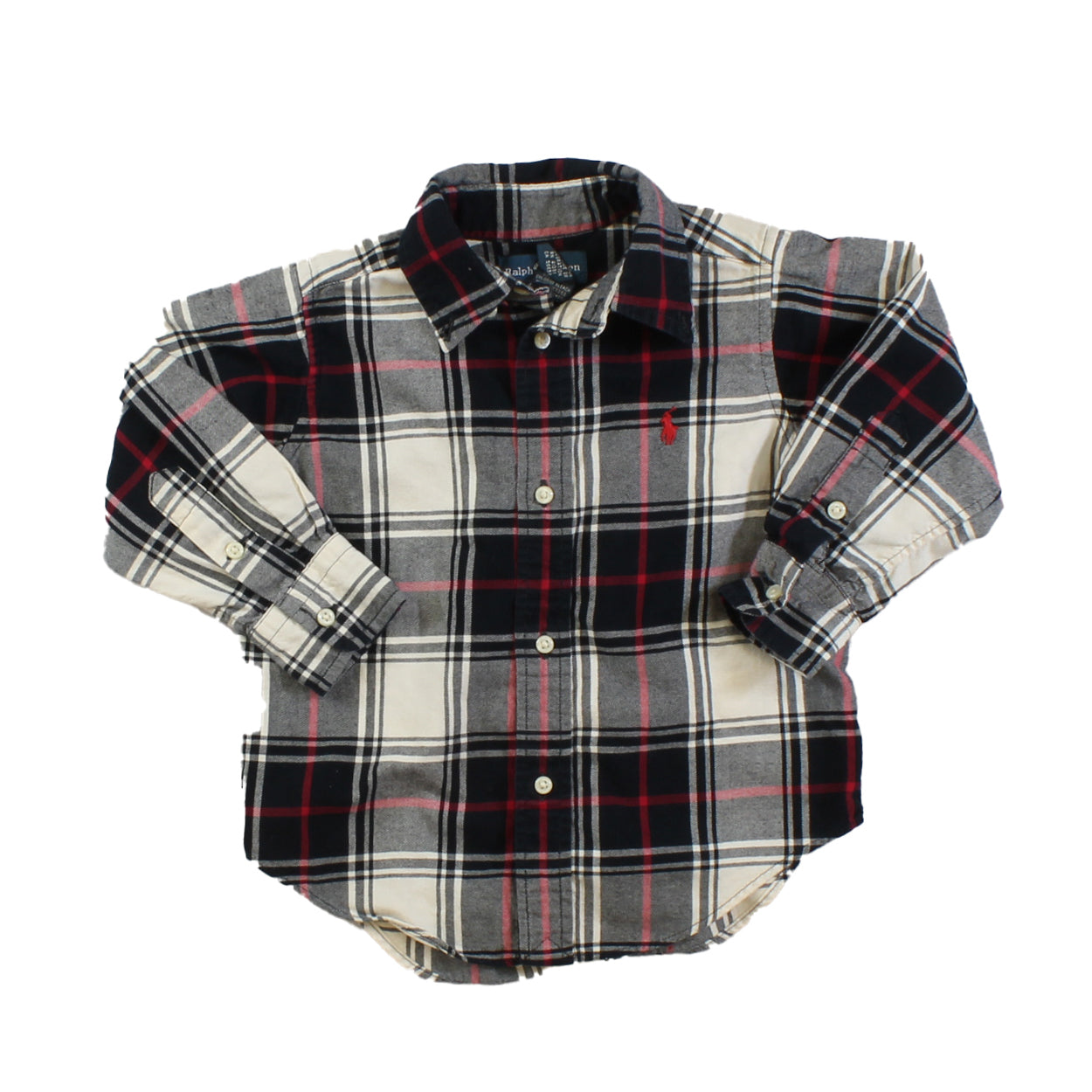 Ralph Lauren Girls Black | White | Red Button Down Long Sleeve Size: 2T Black | White | Red