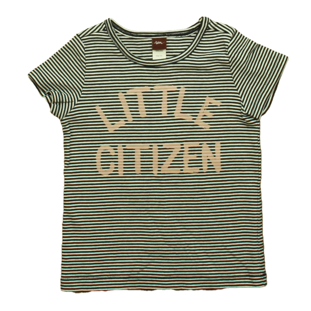 Tea Girls Black | White Stripe T-Shirt Size: 4-5T Black | White Stripe
