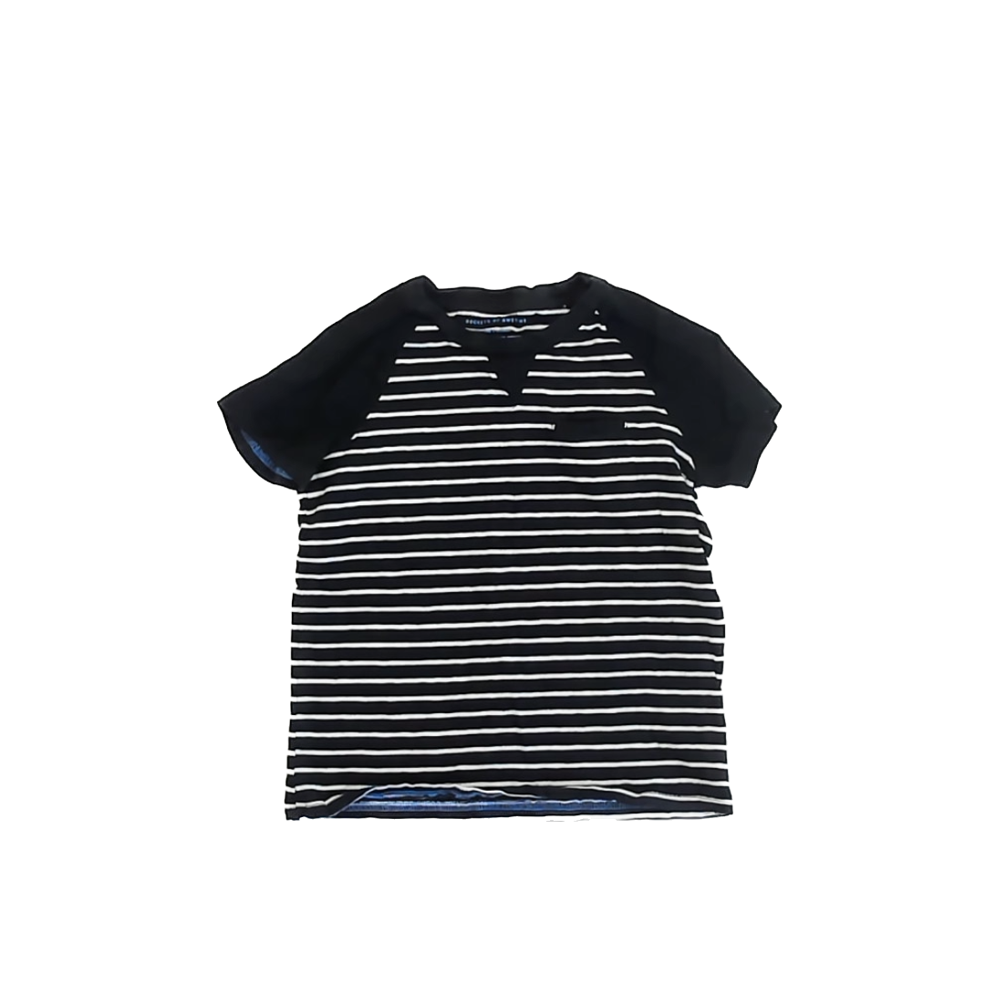 Rockets Of Awesome Boys Black & White Stripe T-Shirt Size: 4-5T Black & White Stripe