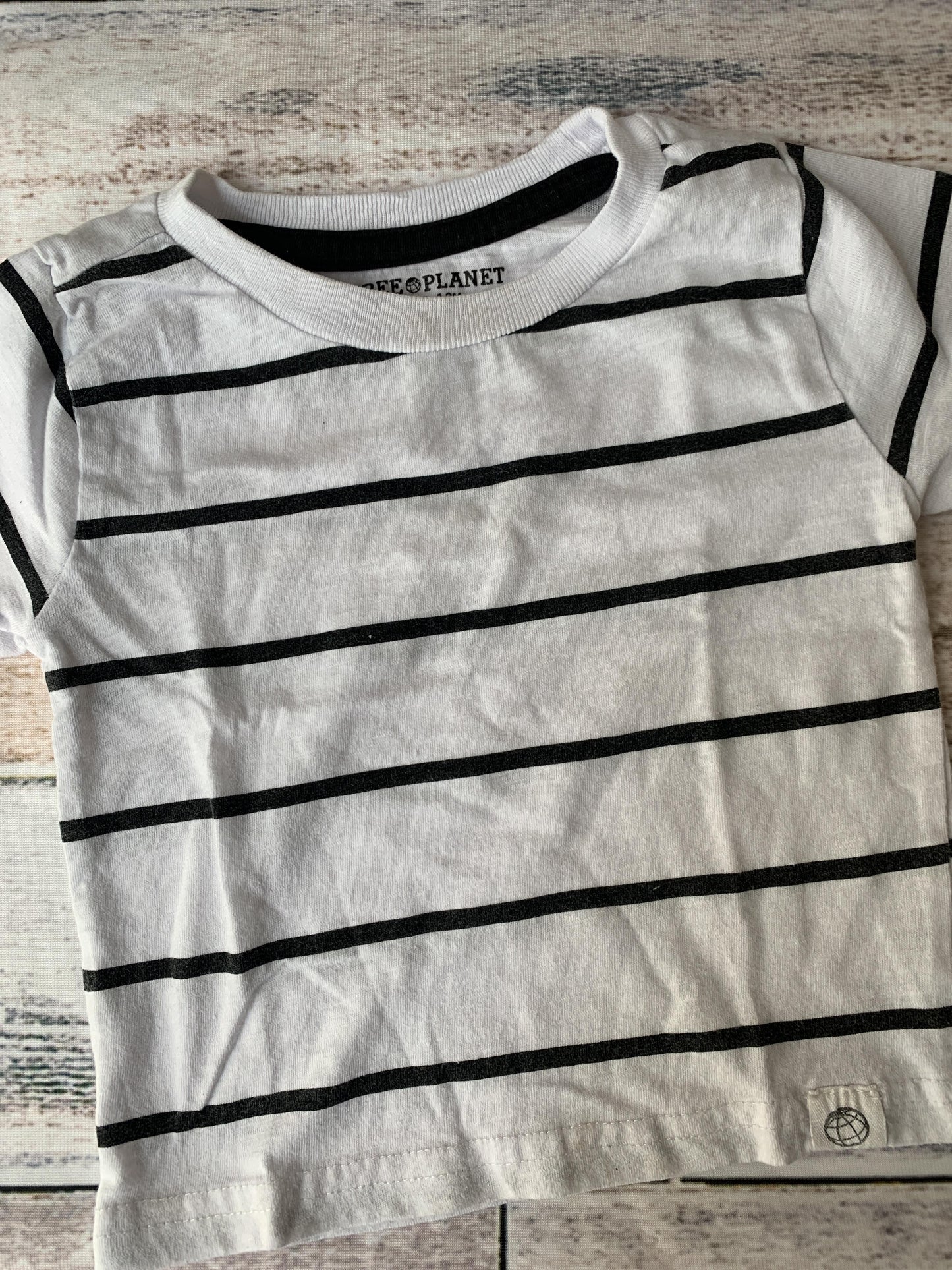 Free Planet Boys Black | White | Stripe T-Shirt Size: 12M Black | White | Stripe