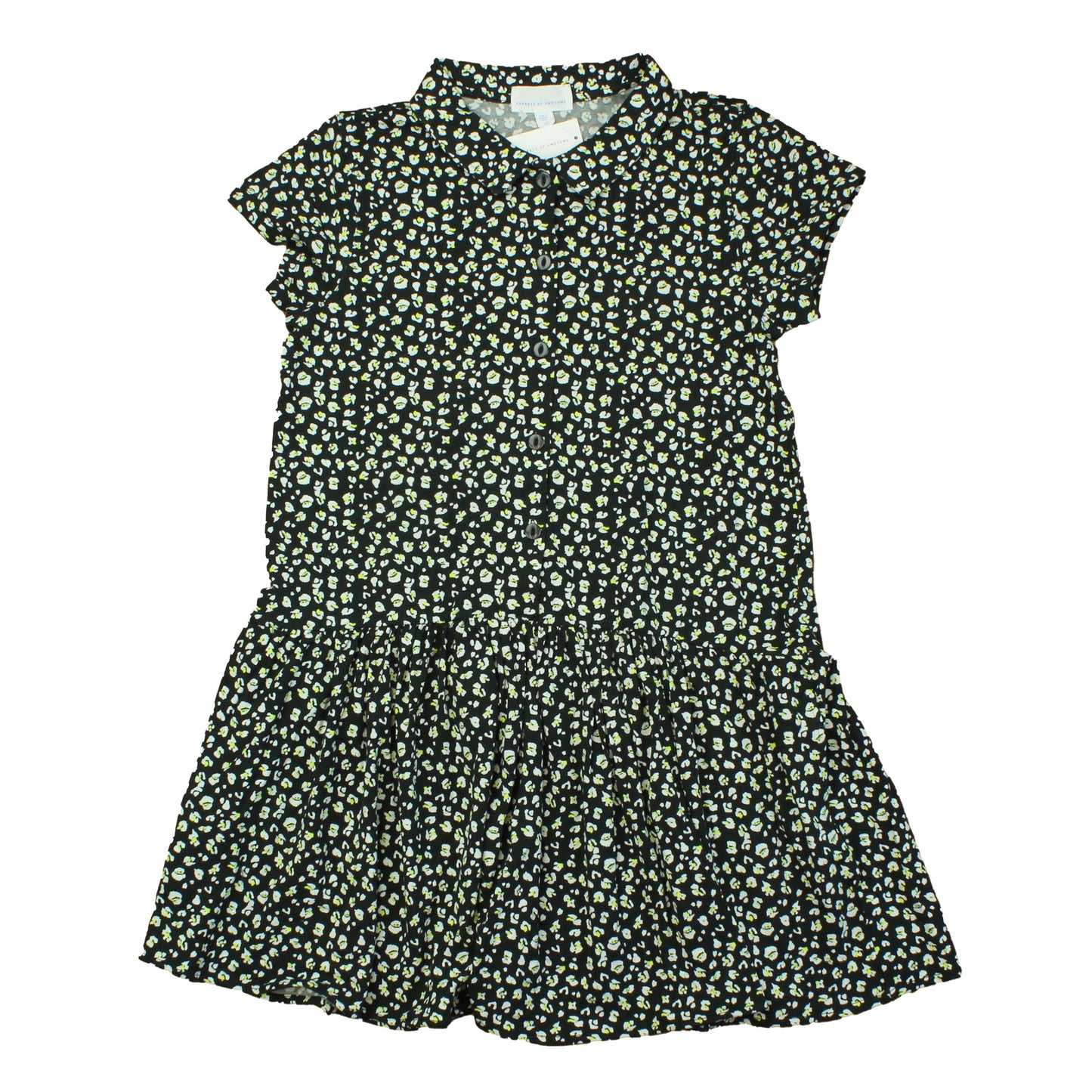 Rockets Of Awesome Girls Black | White | Yellow Dress Size: 12 Years Black | White | Yellow