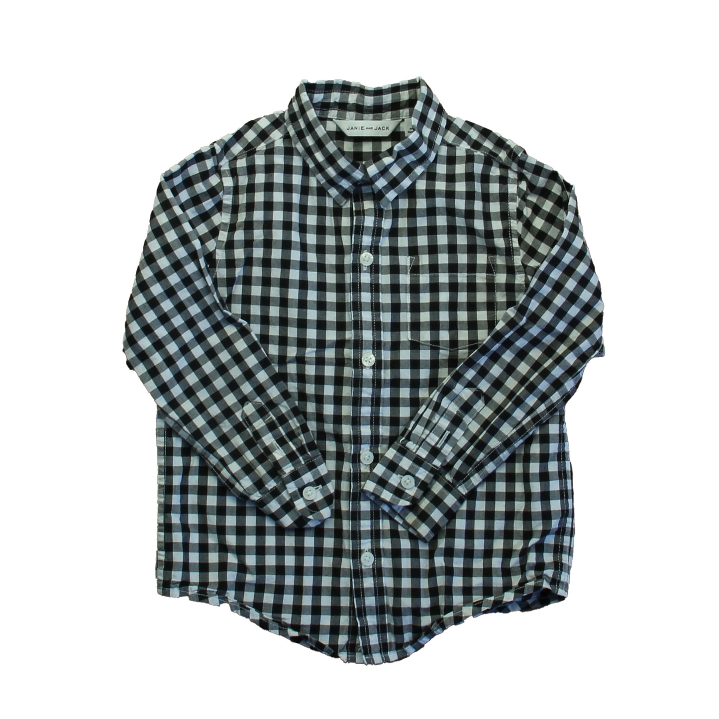 Janie and Jack Boys Black | White Button Down Long Sleeve Size: 3T Black | White