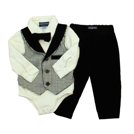 Andy & Evan Boys Black | White Apparel Sets Size: 9-12 Months Black | White
