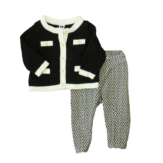 Janie and Jack Girls Black | White Apparel Sets Size: 3-6 Months Black | White