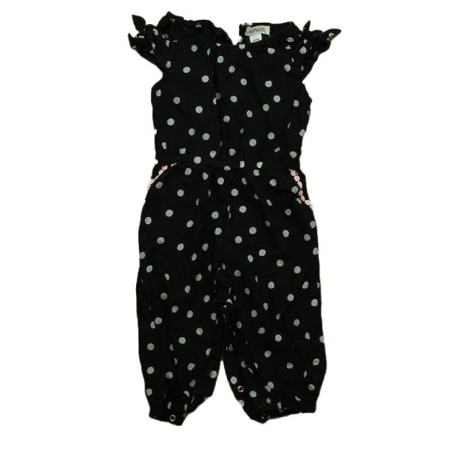 Flapdoodles Girls Black | White Romper Size: 12 Months Black | White