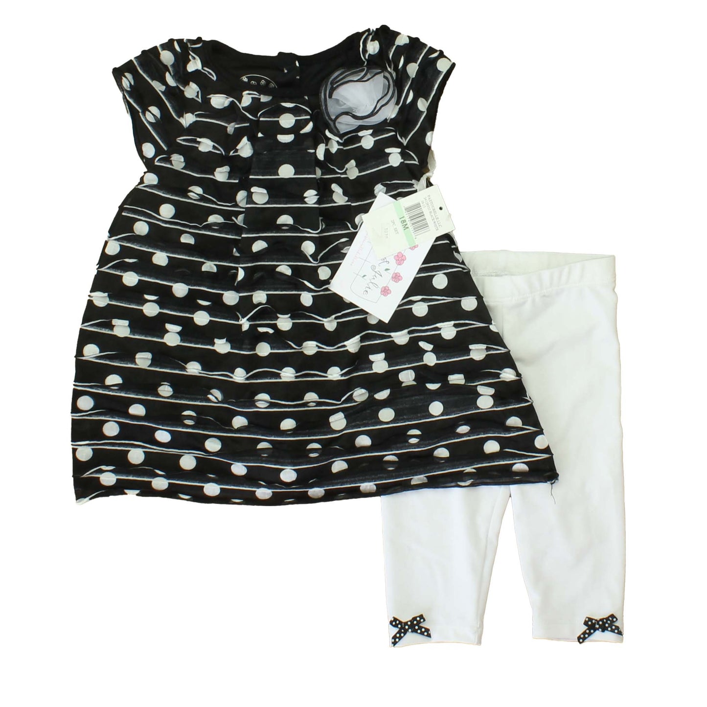 Pippa & Julie Girls Black | White Apparel Sets Size: 18 Months Black | White