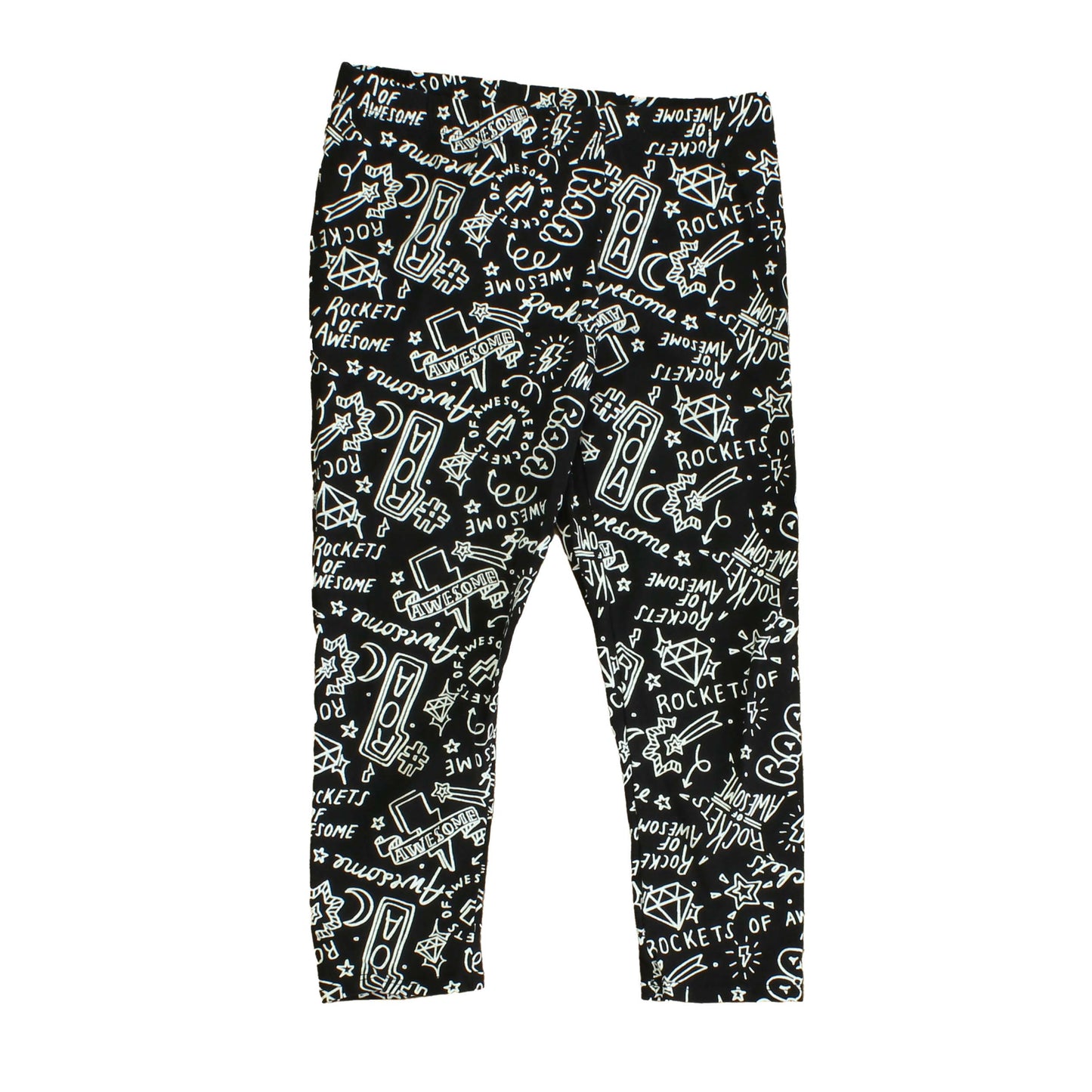 Rockets Of Awesome Girls Black | White Leggings Size: Big Girl Black | White