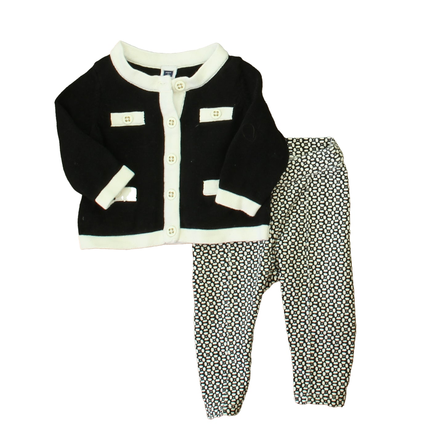 Janie and Jack Girls Black | White Apparel Sets Size: 3-6 Months Black | White