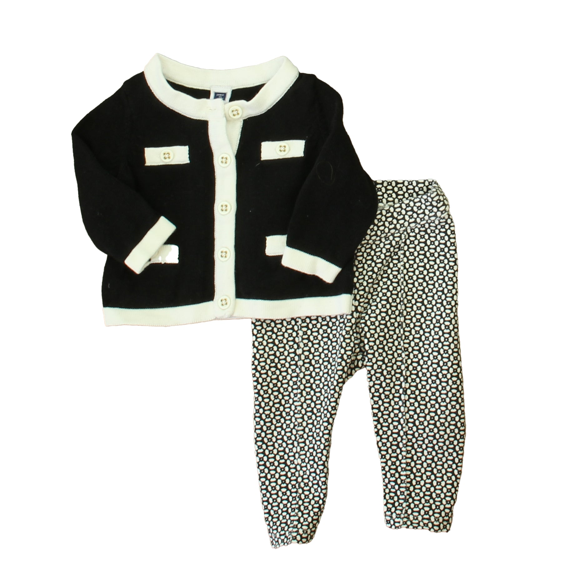 Janie and Jack Girls Black | White Apparel Sets Size: 3-6 Months Black | White