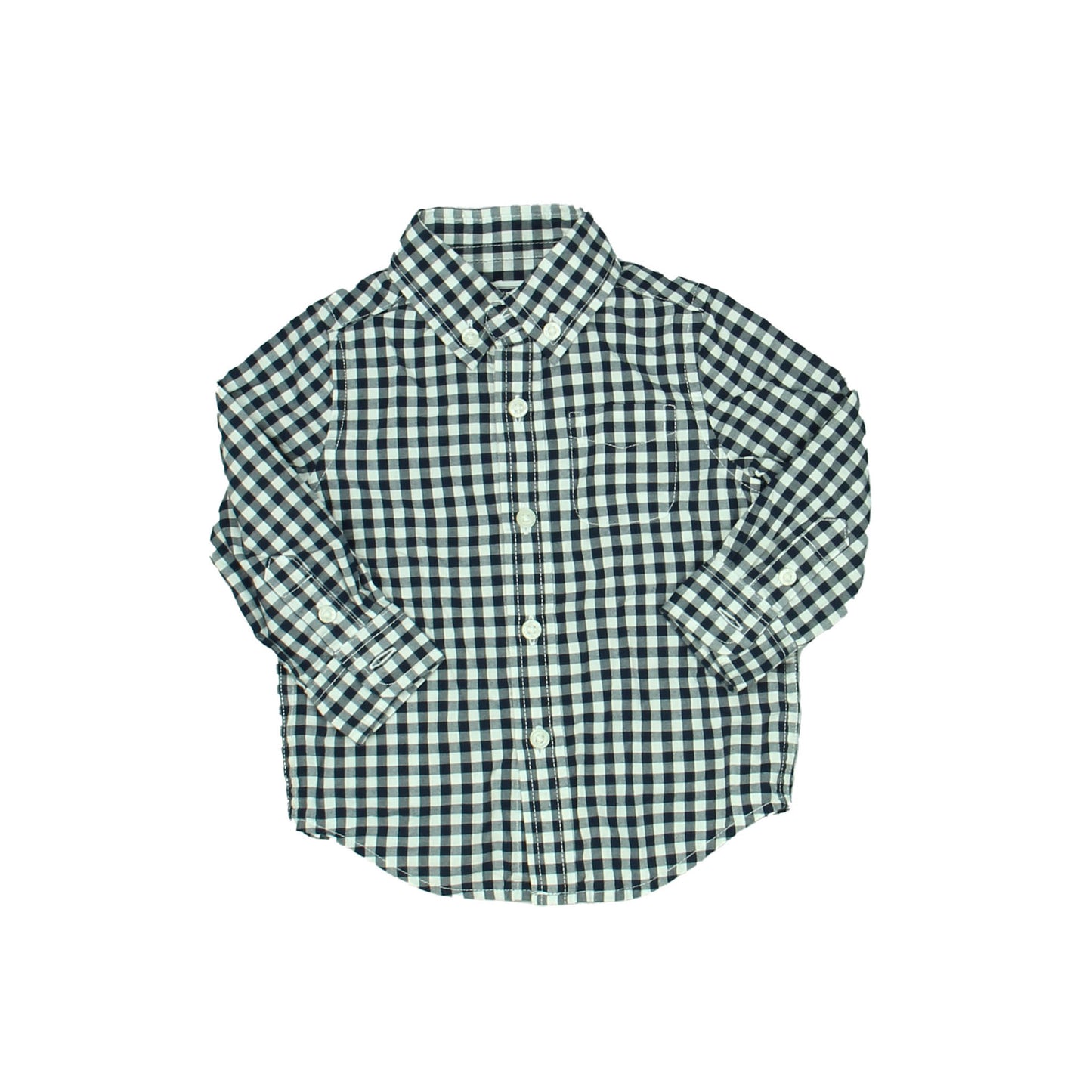 Janie and Jack Boys Black | White Button Down Long Sleeve Size: 6-12 Months Black | White
