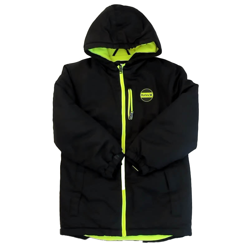 Hurley Boys Black | Yellow Winter Coat Size: 10-12 Years Black | Yellow