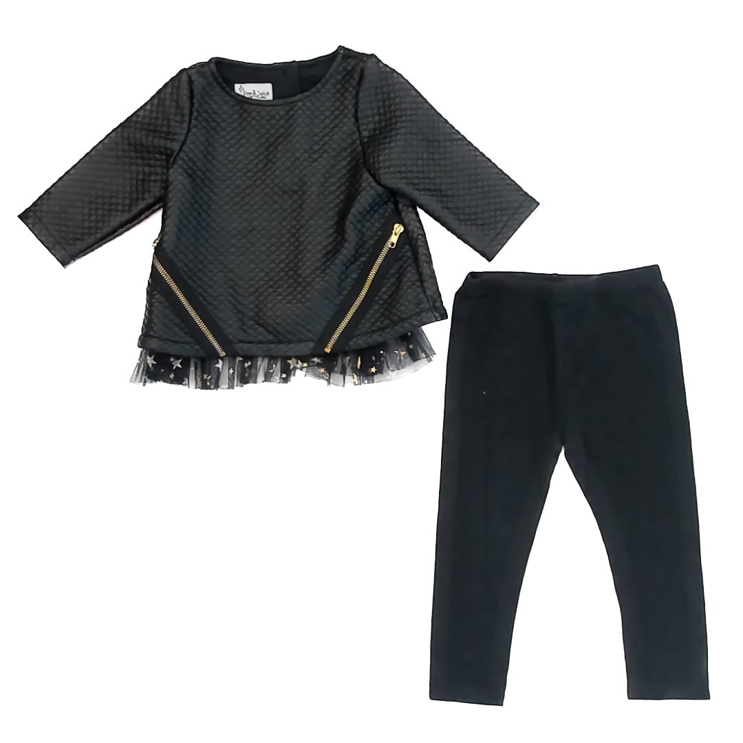 Pippa & Julie Girls Black Apparel Sets Size: 3T Black