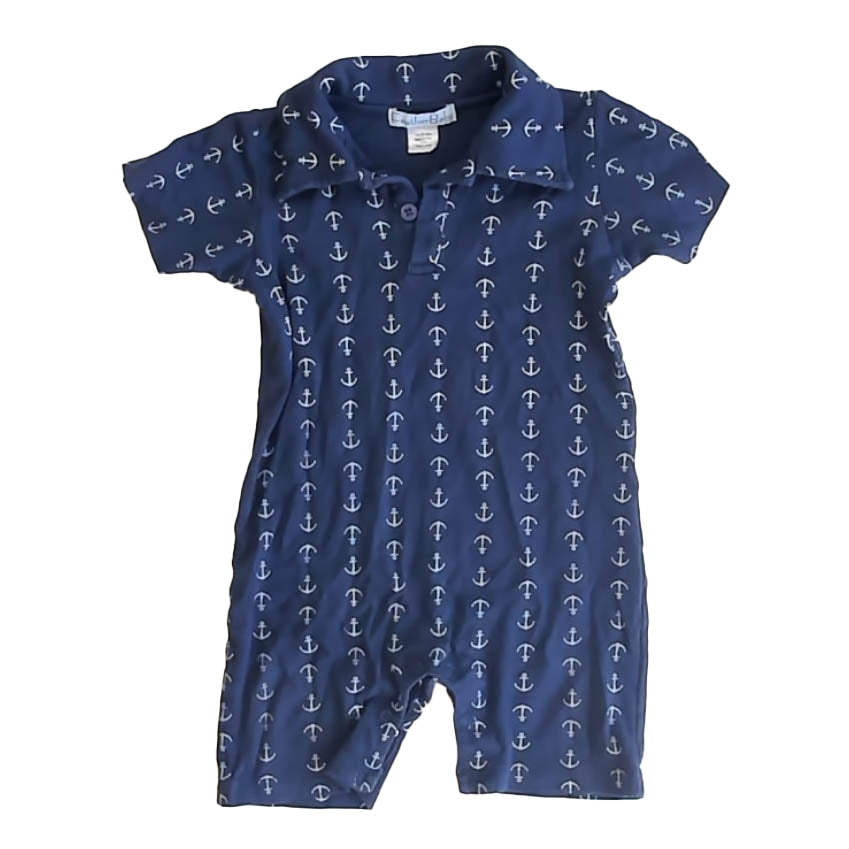Feather Baby Boys Blue Anchors Romper Size: 18-24 Months Blue Anchors