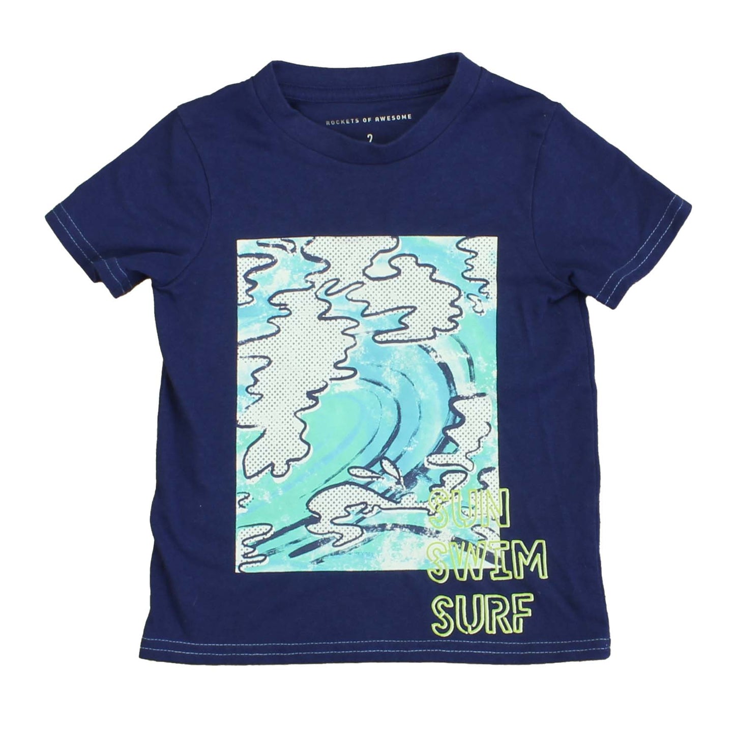 Rockets Of Awesome Boys Blue | Aqua | Sun Swim Surf T-Shirt Size: 2T Blue | Aqua | Sun Swim Surf