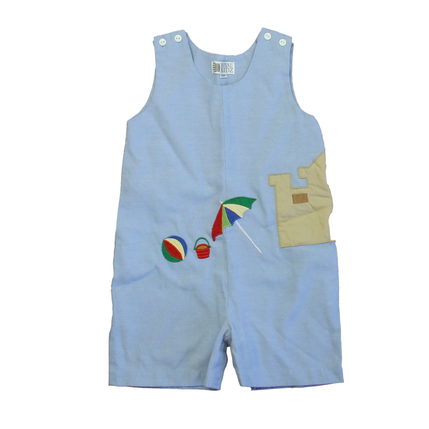 Royal Kidz Boys Blue Beach Romper Size: 18 Months Blue Beach