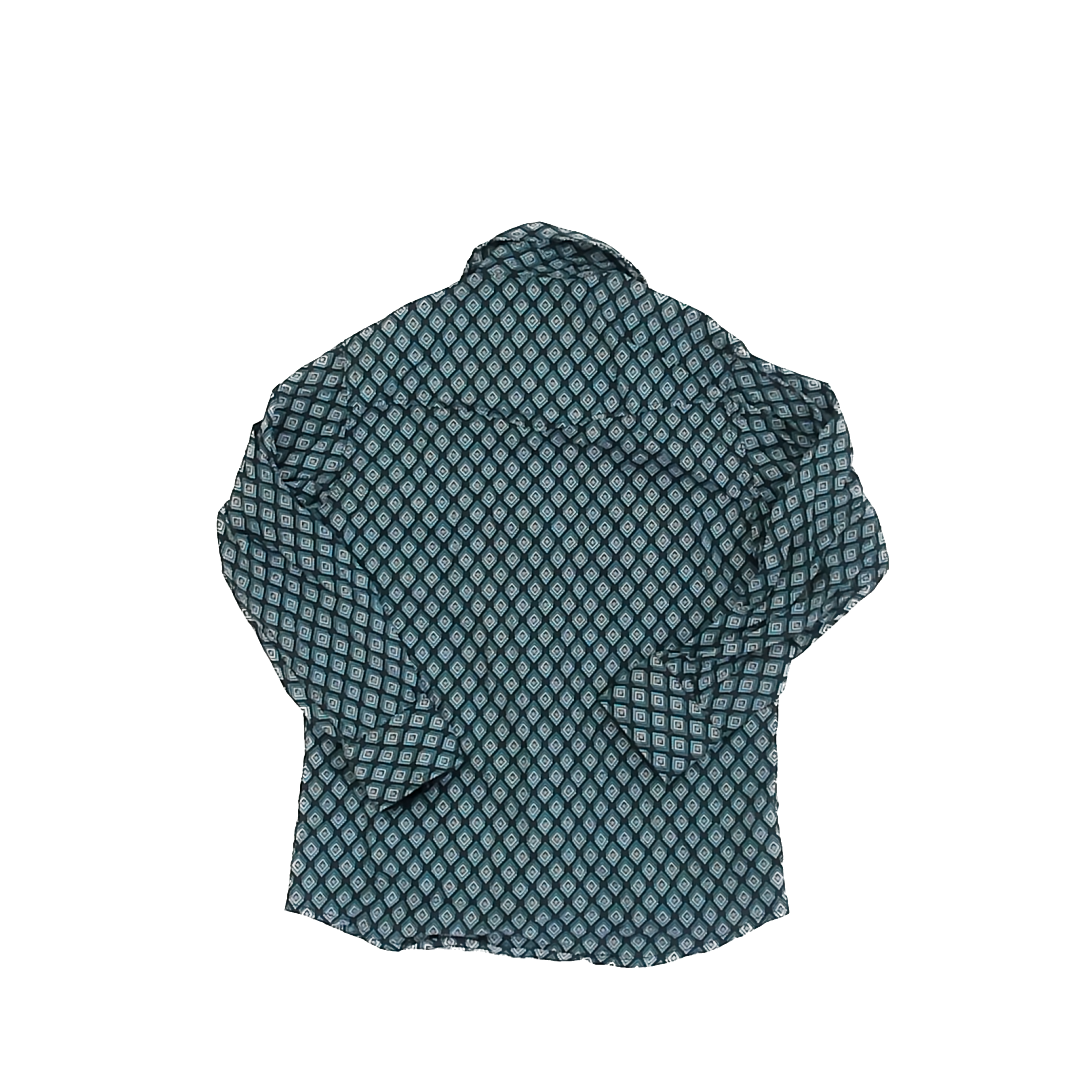 Starr Boys Blue | Black | Geometric Button Down Long Sleeve Size: M Blue | Black | Geometric