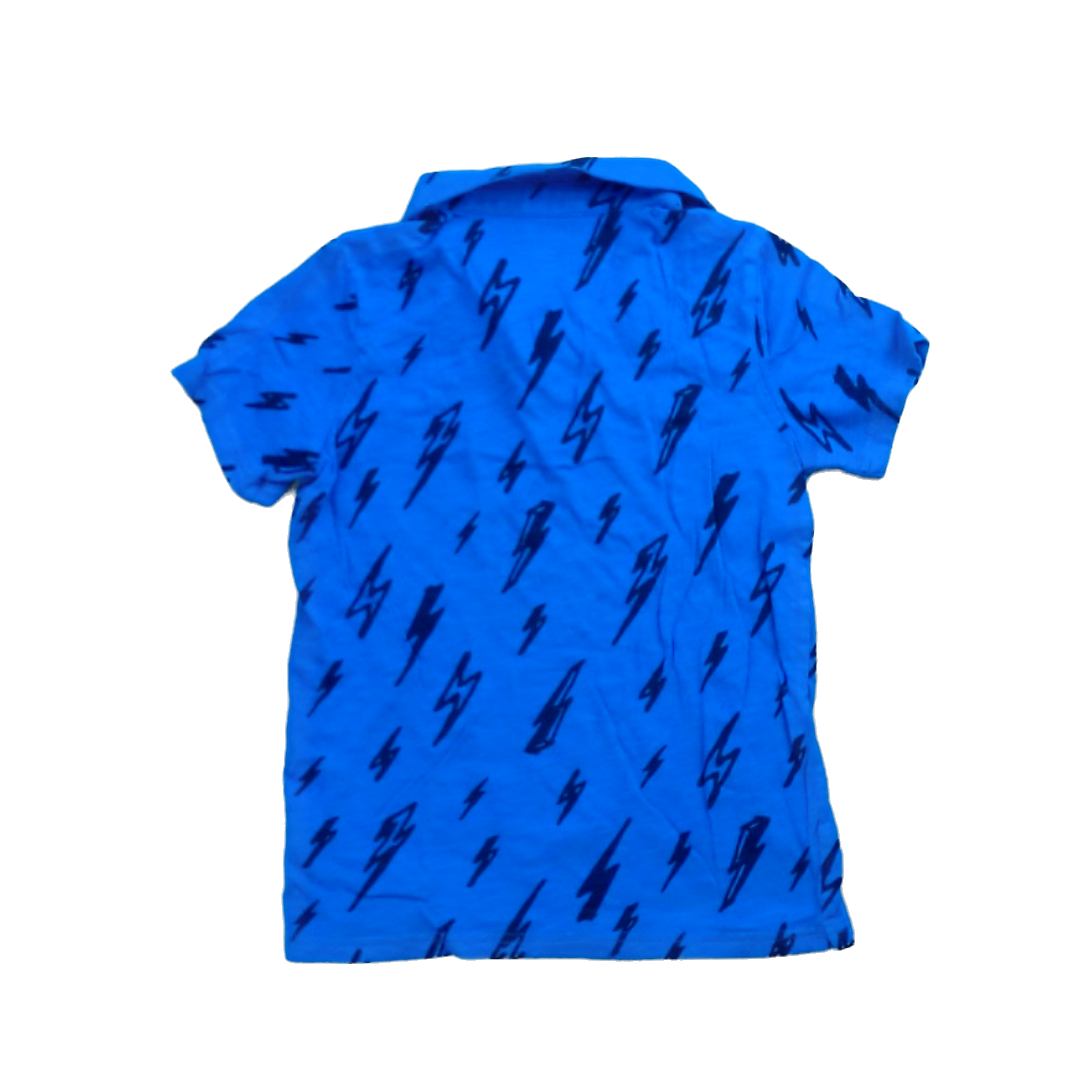Rockets Of Awesome Boys Blue | Black Lightening Bolts Polo Shirt Size: 10 Years Blue | Black Lightening Bolts