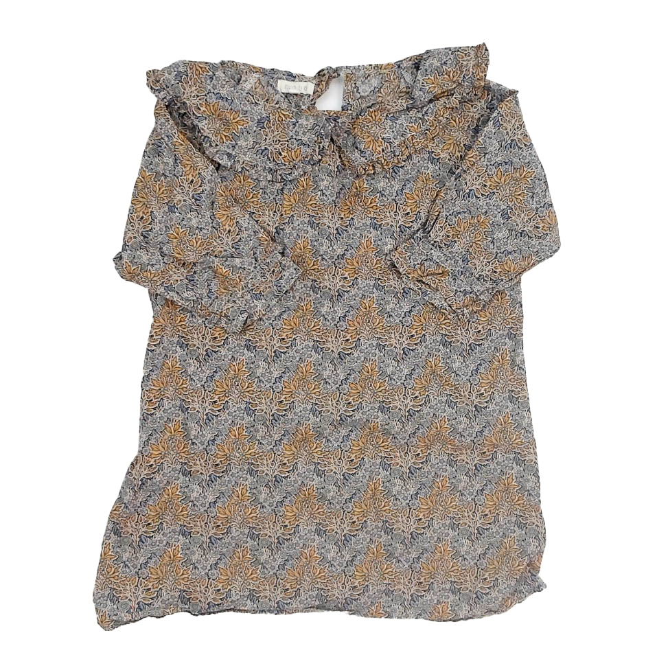 Mabo Girls Blue | Brown Floral Dress Size: 6-7 Years Blue | Brown Floral