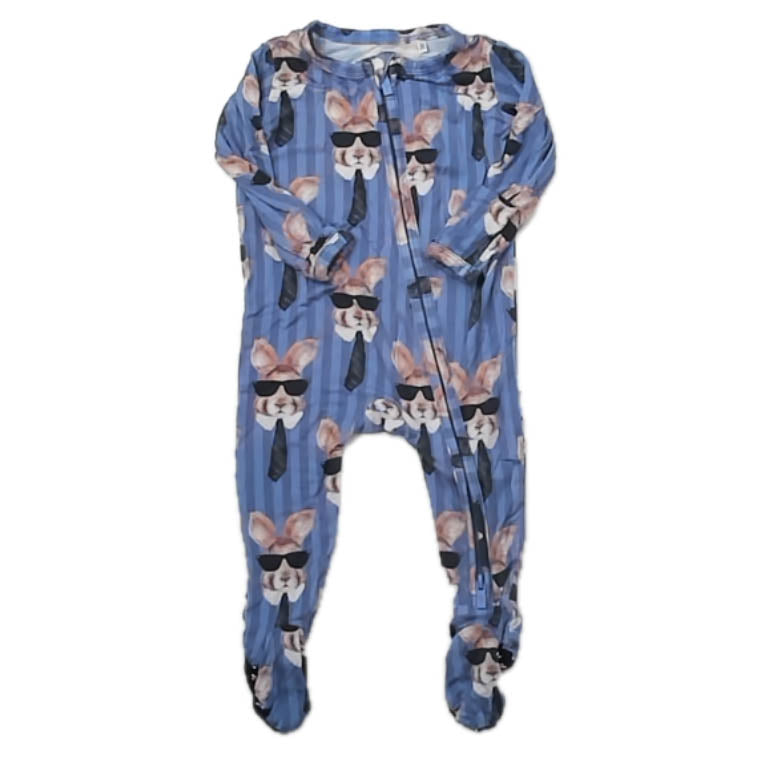 Posh Peanut Boys Blue Bunnies 1-piece footed Pajamas Size: Newborn Blue Bunnies