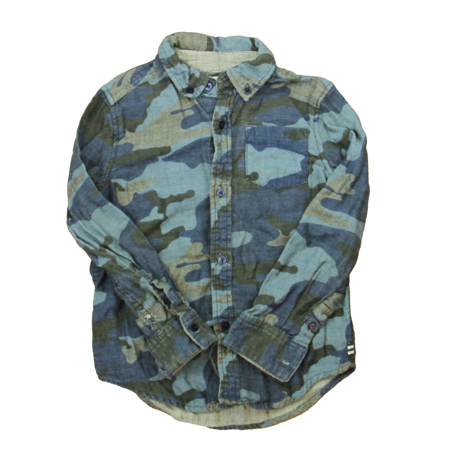Splendid Boys Blue Camo Button Down Long Sleeve Size: 5-6 Years Blue Camo