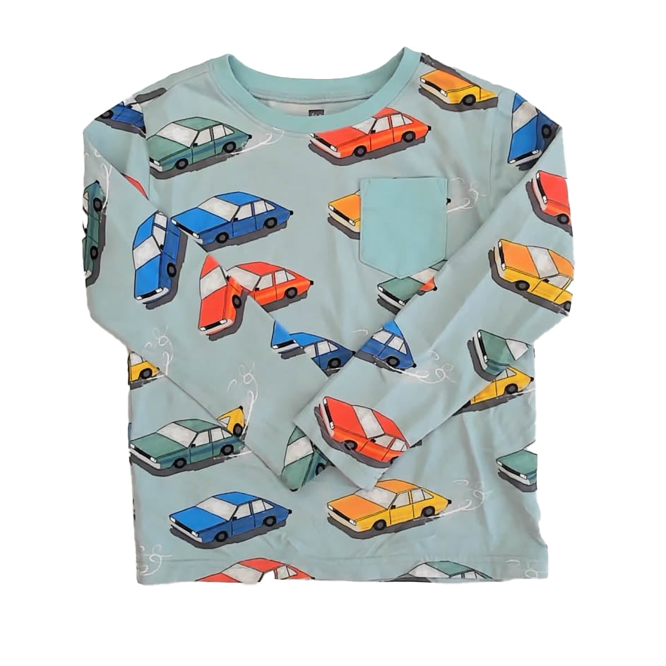 Tea Collection Boys Blue Cars Long Sleeve T-Shirt Size: 5T Blue Cars