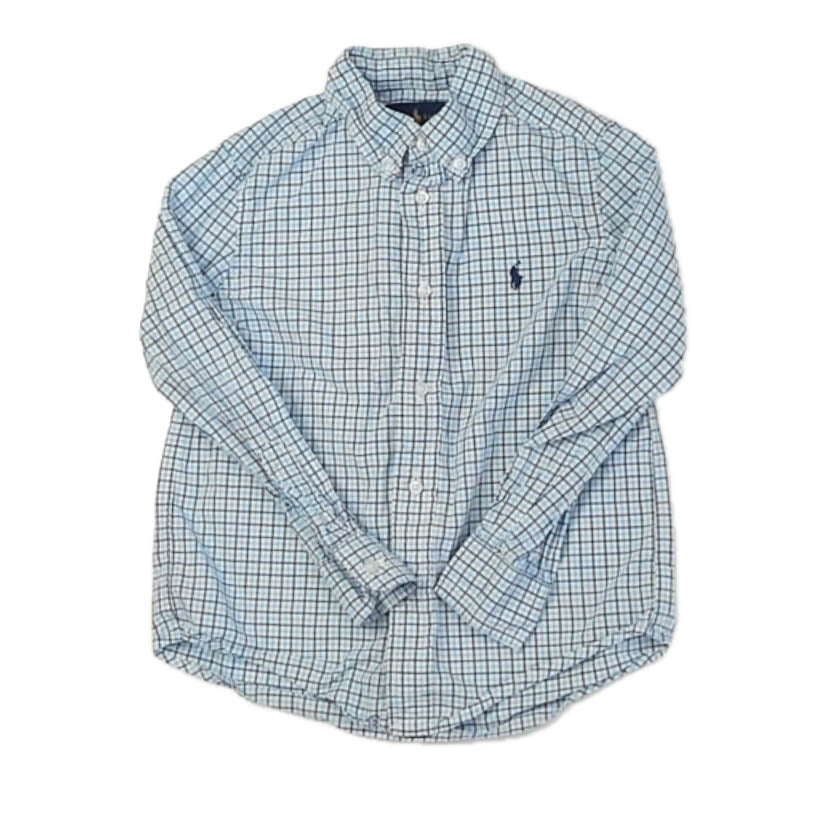 Ralph Lauren Boys Blue Check Button Down Long Sleeve Size: 5T Blue Check