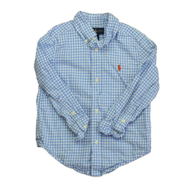 Ralph Lauren Boys Blue Check Button Down Long Sleeve Size: 3T Blue Check