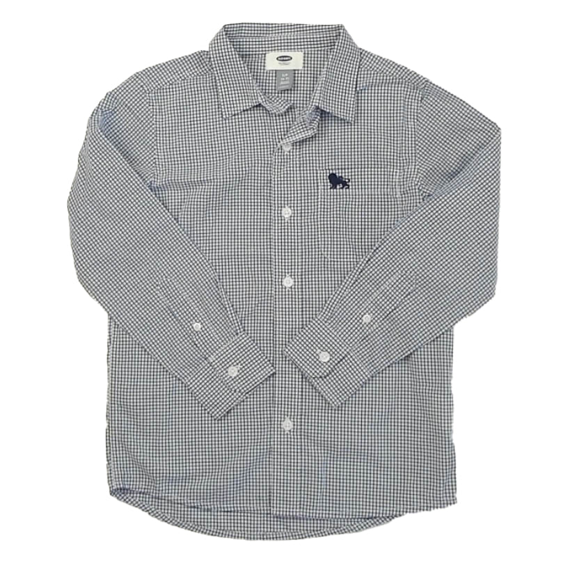 Old Navy Boys Blue Check Button Down Short Sleeve Size: 6-7 Years Blue Check