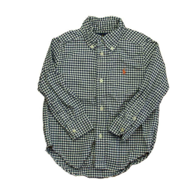 Ralph Lauren Boys Blue Check Button Down Long Sleeve Size: 3T Blue Check