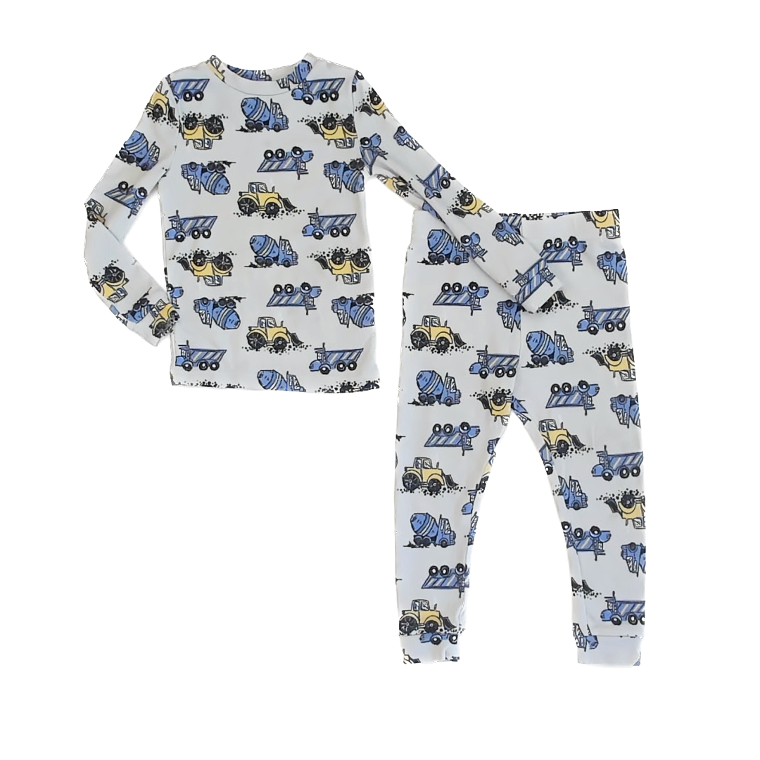CuddleDuds Boys Blue Construction Trucks 2-piece Pajamas Size: 3T Blue Construction Trucks