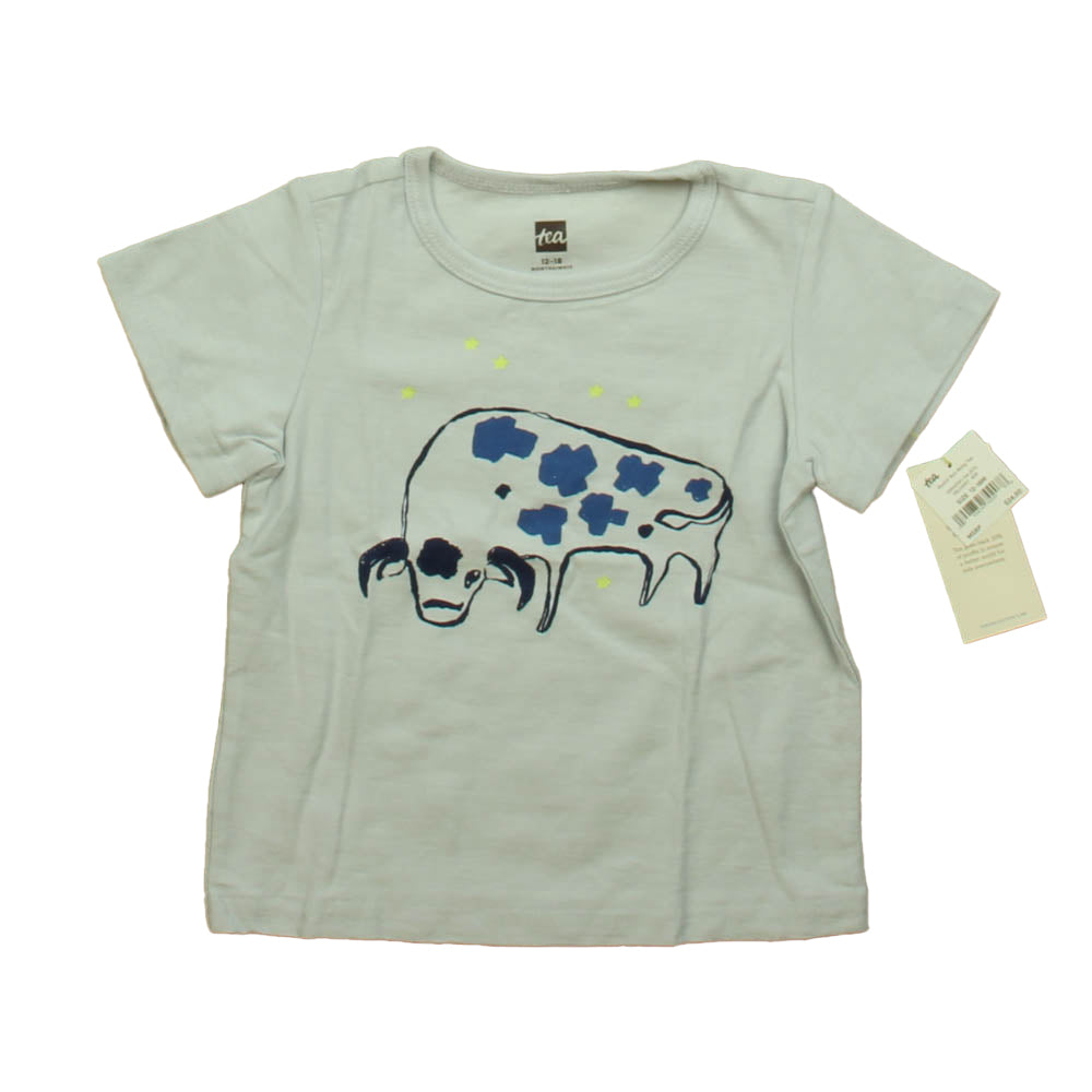 Tea Boys Blue Cow T-Shirt Size: 6-9 Months Blue Cow