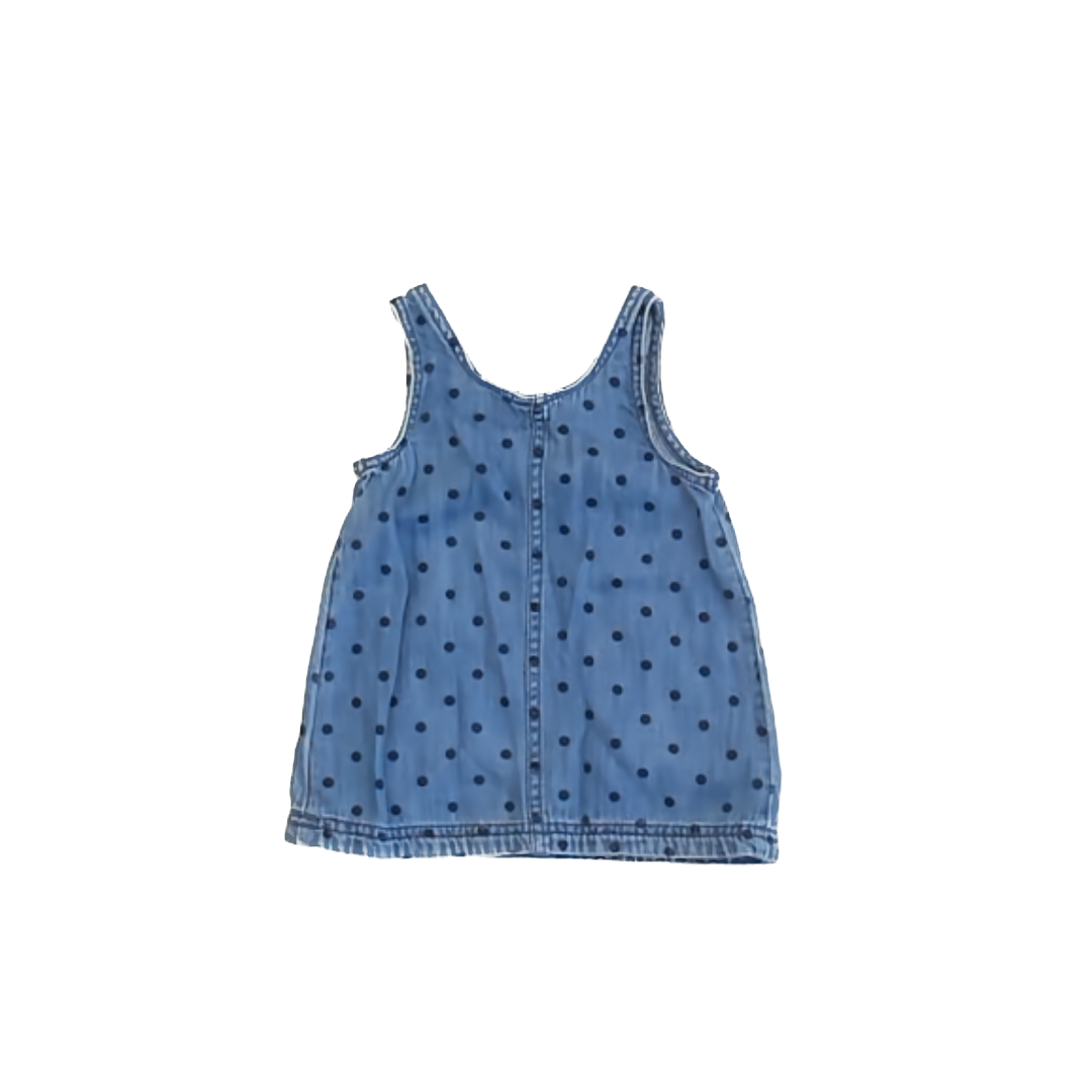 Gap Girls Blue Denim | Polka Dot Dress Size: 6-12 Months Blue Denim | Polka Dot
