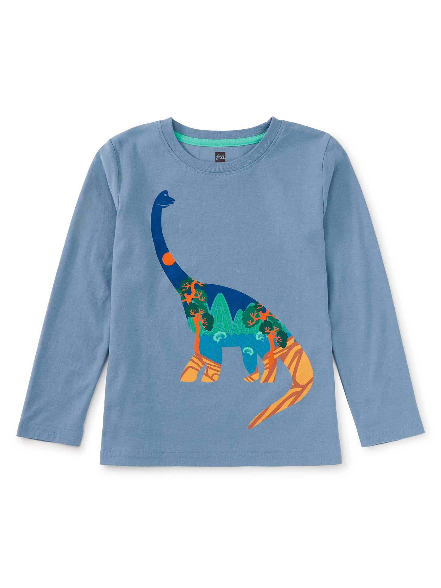 Tea Collection Boys Blue Dino Scape Long Sleeve T-Shirt Size: 5T Blue Dino Scape