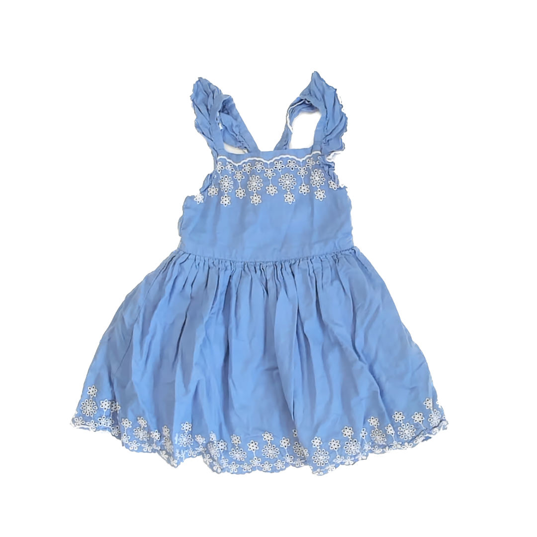 Cat & Jack Girls Blue Eyelets Dress Size: 5T Blue Eyelets