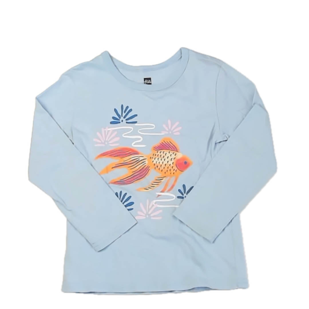 Tea Collection Girls Blue Fish Long Sleeve T-Shirt Size: 4T Blue Fish