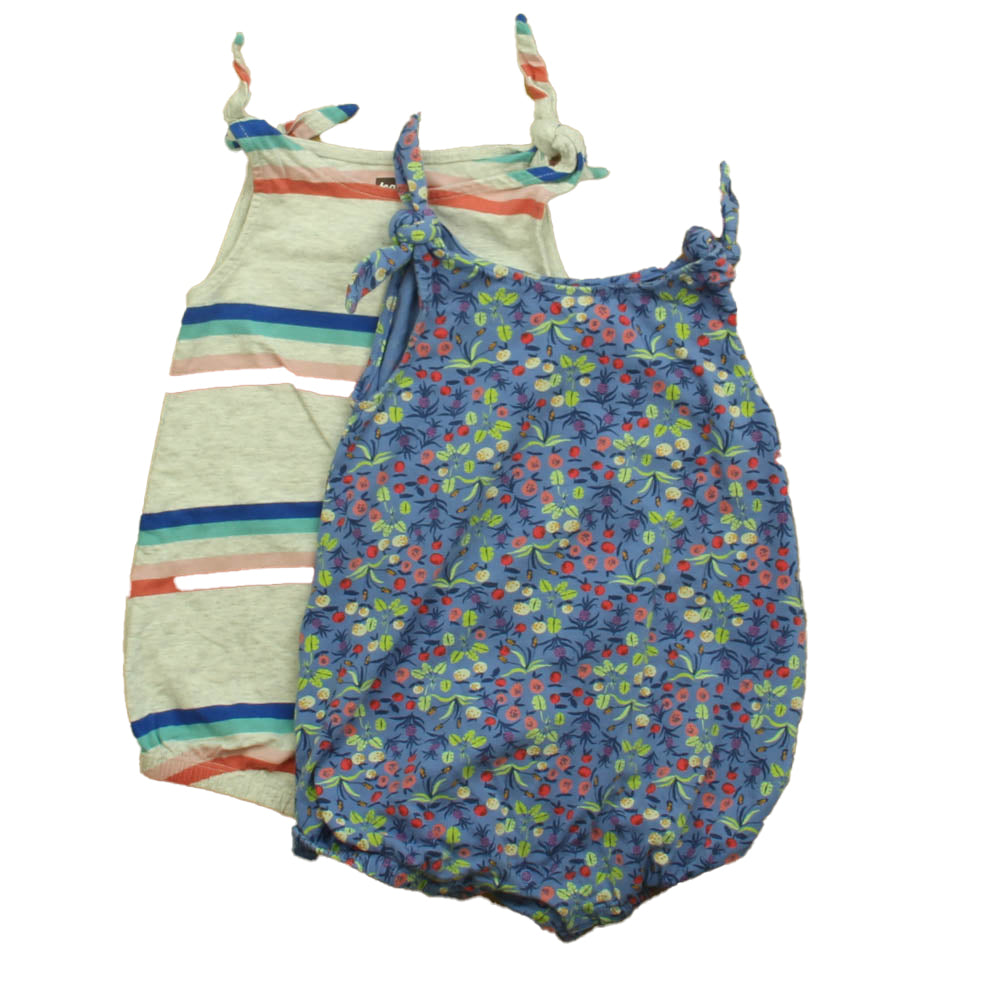 Tea Girls Blue | Floral | Multi Color Romper Size: 18-24 Months Blue | Floral | Multi Color